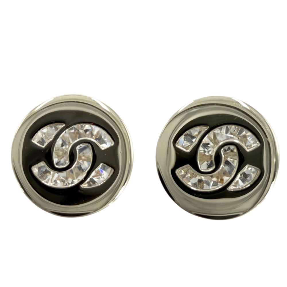 CHANEL White Logo Earrings